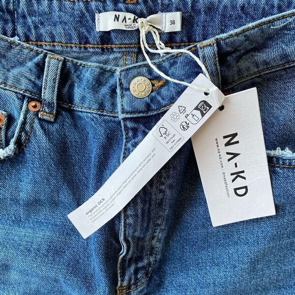 Na-kd Light Wash High Rise Straight Leg Jeans NWT Size 38EU 28US - Picture 3 of 5
